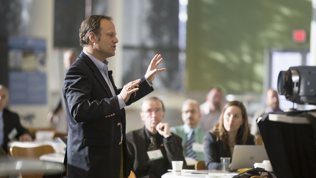 Speaker in front of an audience